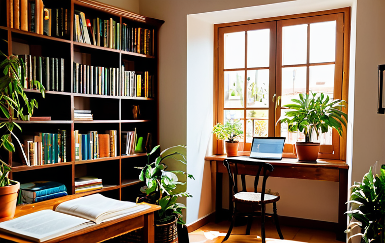 TOPIK 집중력을 높이는 공부법 - Cozy Study Nook**

"A warm and inviting study space in a typical Spanish home. Bookshelves filled wi...